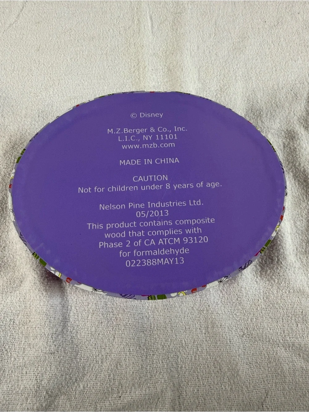 Disney 2013 Purple TinkerBell Floral Round Music Jewelry Box with Mirror